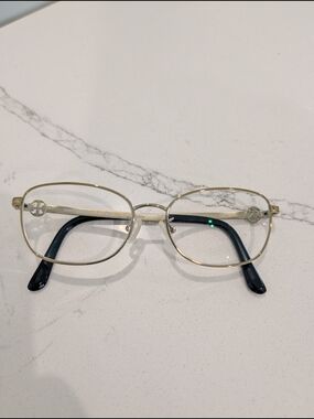 Tory Burch Gold Metal Oval Glasses with Black Temples TY 1064 3278 52